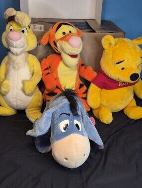Vintage Mattel Disney Plush Winnie The Pooh Set 4 Tigger Piglet Eeyore.